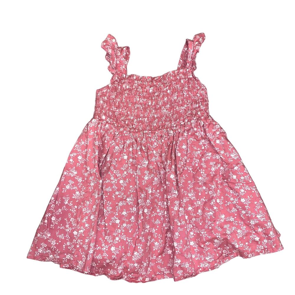 GAP Dusty Pink Flutter Sleeve Smocked Floral Dress